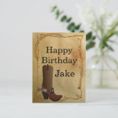 Western Cowboy Boot Happy Birthday Postkarte (Stehend Vorderseite)