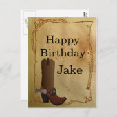 Western Cowboy Boot Happy Birthday Postkarte (Vorne/Hinten)