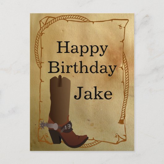 Western Cowboy Boot Happy Birthday Postkarte (Vorderseite)