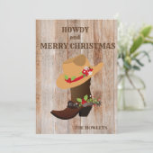Western Cowboy Boot Hat Weihnachtsfeiertag Feiertagskarte (Stehend Vorderseite)