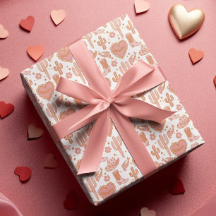 Western Cowboy Boot Howdy Cowgirl Pink Valentine's Geschenkpapier