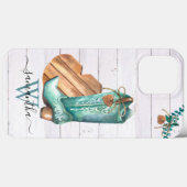 Western Cowboy Boot Monogram Boho Wood Case-Mate iPhone Hülle (Rückseite (Horizontal))