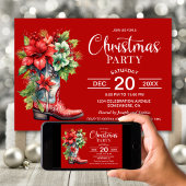Western Cowboy Boot Red Christmas Party Einladung