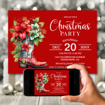 Western Cowboy Boot Red Christmas Party