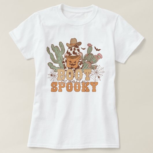 Western Cowboy Boot Scootin Spooky Halloween T-Shirt (Design vorne)