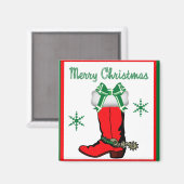 Western Cowboy Boot Strumpf mit fröhlichen Weihnac Magnet (Vorderseite/Rückseite)