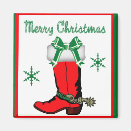 Western Cowboy Boot Strumpf mit fröhlichen Weihnac Magnet