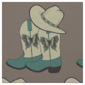 Western Cowboy Boot und Cowboyhut Butterfly Stoff (Nahaufnahme)