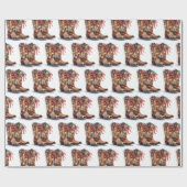 Western Cowboy Boot Weihnachtsbeleuchtung Geschenkpapier (Flach)
