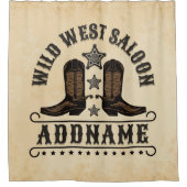 Western Cowboy Boots ADD NAME Sheriff Spurs Saloon Duschvorhang (Vorderseite)