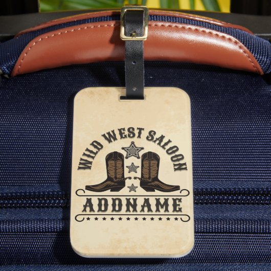 Western Cowboy Boots ADD NAME Sheriff Spurs Saloon Gepäckanhänger (Vorderseite Insitu 2)