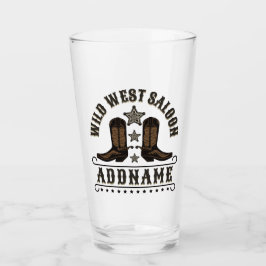 Western Cowboy Boots ADD NAME Sheriff Spurs Saloon Glas