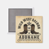 Western Cowboy Boots ADD NAME Sheriff Spurs Saloon Magnet (Vorderseite/Rückseite)