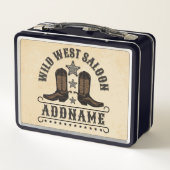 Western Cowboy Boots ADD NAME Sheriff Spurs Saloon Metall Brotdose (Rückseite)