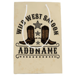 Western Cowboy Boots ADD NAME Sheriff Spurs Saloon Mittlere Geschenktüte
