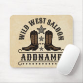 Western Cowboy Boots ADD NAME Sheriff Spurs Saloon Mousepad (Mit Mouse)