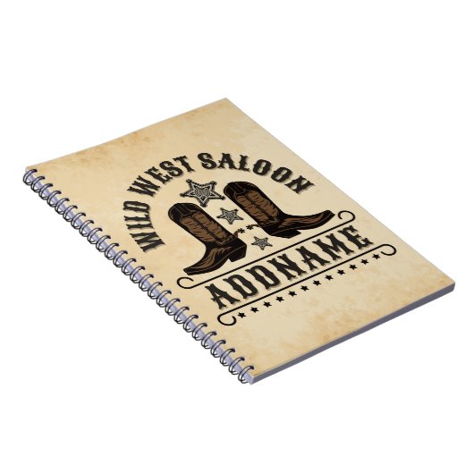 Western Cowboy Boots ADD NAME Sheriff Spurs Saloon Notizblock (Rechte Seite)