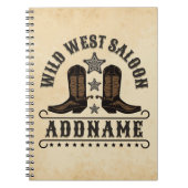 Western Cowboy Boots ADD NAME Sheriff Spurs Saloon Notizblock (Vorderseite)