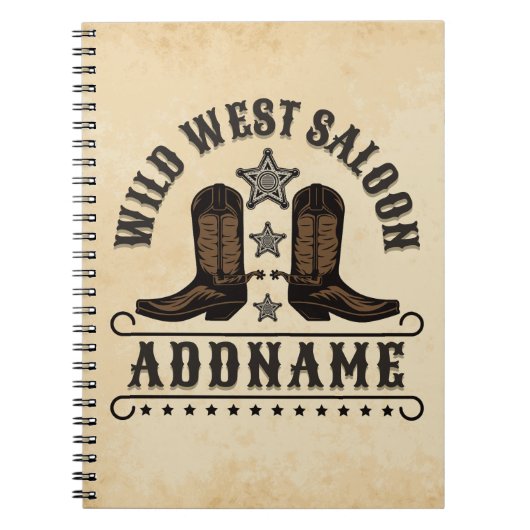 Western Cowboy Boots ADD NAME Sheriff Spurs Saloon Notizblock (Vorderseite)
