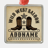 Western Cowboy Boots ADD NAME Sheriff Spurs Saloon Ornament Aus Metall (Vorne)