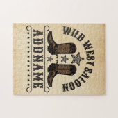 Western Cowboy Boots ADD NAME Sheriff Spurs Saloon Puzzle (Horizontal)