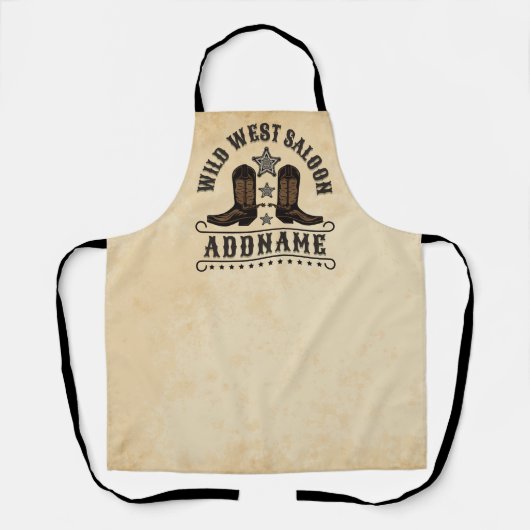 Western Cowboy Boots ADD NAME Sheriff Spurs Saloon Schürze (Vorderseite)