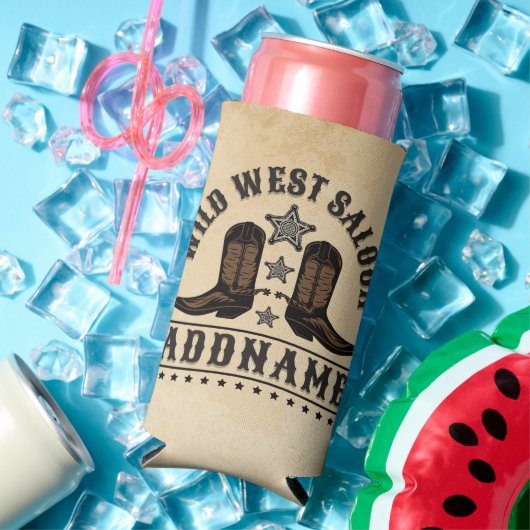 Western Cowboy Boots ADD NAME Sheriff Spurs Saloon Selters Dosenkühler (In Situ Sommer)