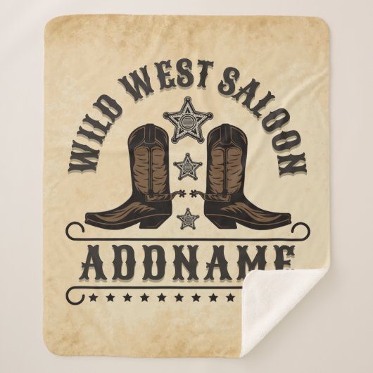 Western Cowboy Boots ADD NAME Sheriff Spurs Saloon Sherpadecke (Vorderseite)