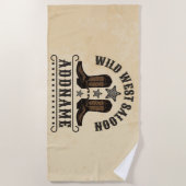 Western Cowboy Boots ADD NAME Sheriff Spurs Saloon Strandtuch (Vorderseite)