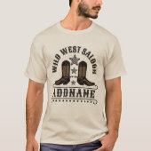 Western Cowboy Boots ADD NAME Sheriff Spurs Saloon T-Shirt (Vorderseite)