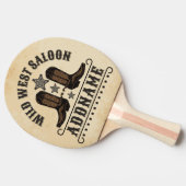 Western Cowboy Boots ADD NAME Sheriff Spurs Saloon Tischtennis Schläger (Seitenansicht)