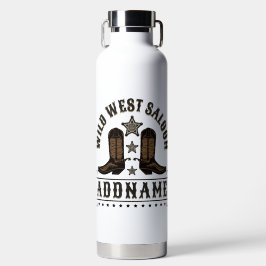 Western Cowboy Boots ADD NAME Sheriff Spurs Saloon Trinkflasche