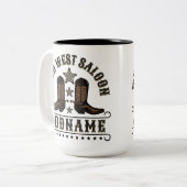 Western Cowboy Boots ADD NAME Sheriff Spurs Saloon Zweifarbige Tasse (Vorderseite Links)