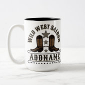 Western Cowboy Boots ADD NAME Sheriff Spurs Saloon Zweifarbige Tasse (Links)