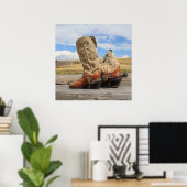 Western Cowboy Boots and Spurs Print Poster (Heimbüro)