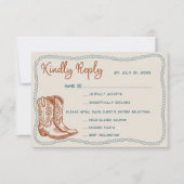 Western Cowboy Boots Barn Wedding Meal Choice RSVP Karte (Vorderseite)