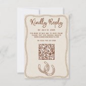 Western Cowboy Boots Barn Wedding Website QR Code RSVP Karte (Vorderseite)
