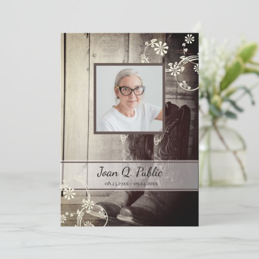 Western Cowboy Boots Beerdigungsdienst Gedenkstätt Programm (Stehend Vorderseite)