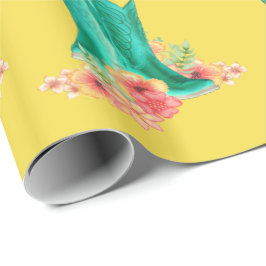 Western Cowboy Boots Blume JEDEN FARBBackgrond Geschenkpapier