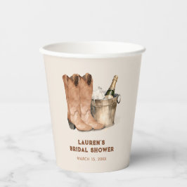 Western Cowboy Boots & Bubbly Brautparty Pappbecher