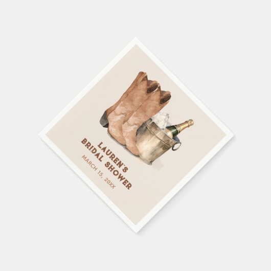 Western Cowboy Boots & Bubbly Brautparty Serviette (Ecke)