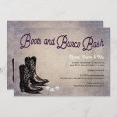 Western Cowboy Boots Bunco Einladung (Vorne/Hinten)