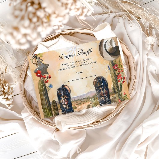 Western Cowboy Boots Diapper Raffle Begleitkarte