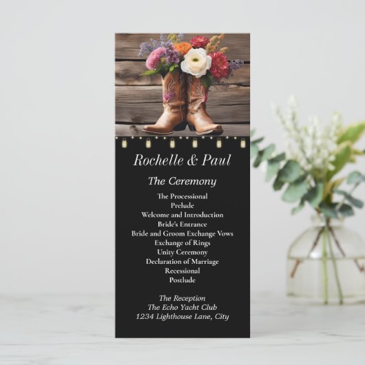 Western Cowboy Boots Floral Elegant Mason Jar (Stehend Vorderseite)