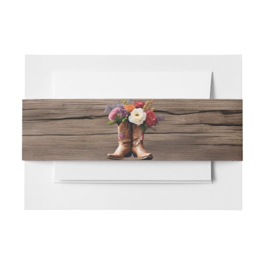 Western Cowboy Boots Floral Elegant Mason Jar Einladungsbanderole (Vorderseite Beispiel)