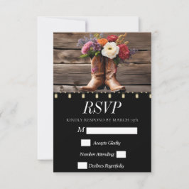 Western Cowboy Boots Floral Elegant Mason Jar RSVP Karte