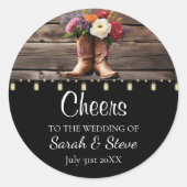 Western Cowboy Boots Floral Elegant Mason Jar Runder Aufkleber (Vorderseite)