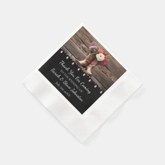 Western Cowboy Boots Floral Elegant Mason Jar Serviette (Ecke)