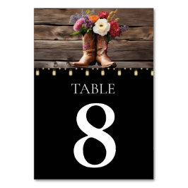 Western Cowboy Boots Floral Elegant Mason Jar Tischnummer