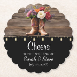 Western Cowboy Boots Floral Elegante Hochzeit Untersetzer